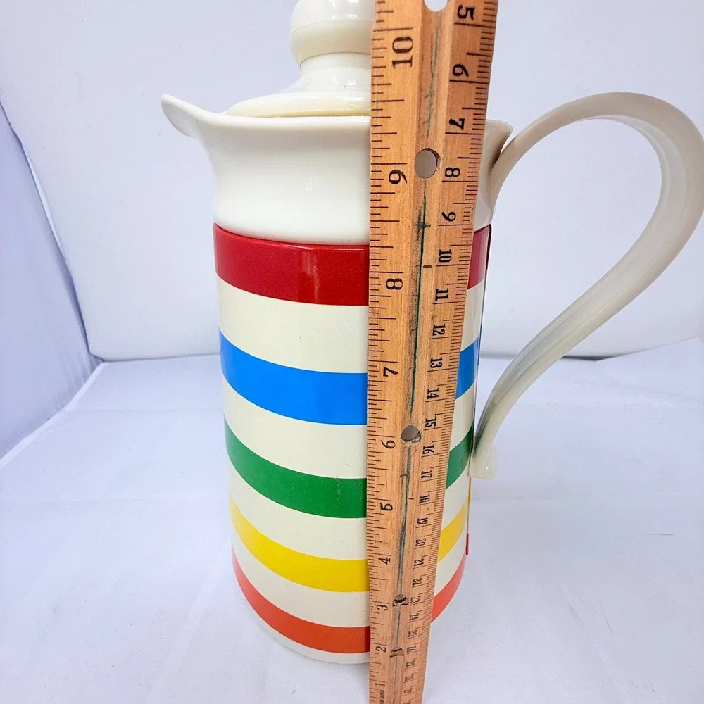 VTG Phoenix Rainbow Stripe Thermal Pitcher Coffee Beverage Carafe Thermos Lid